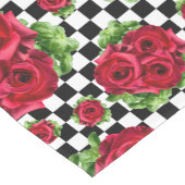 Red Roses Bouquet Floral Love Rockabilly Checkered Medium Tafelloper (Hoek)