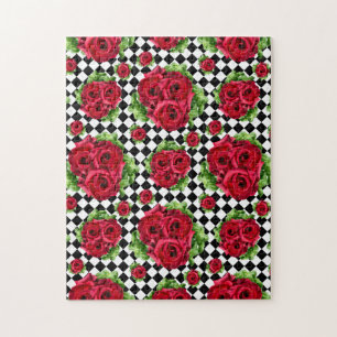 Red Roses Bouquet Floral Love Rockabilly Legpuzzel