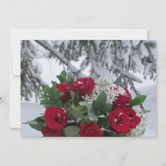 Red Roses Bouquet in Sneeuwwitwinterhuwelijk (Voorkant)