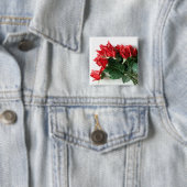 Red Roses Bouquet-knoppen Vierkante Button 5,1 Cm (In situ)