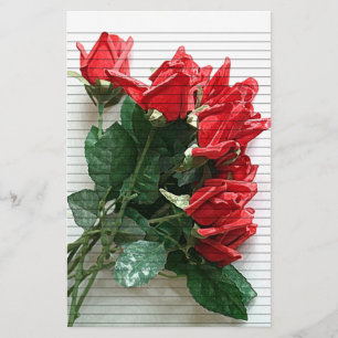 Red Roses Bouquet Stationery -grote optionele lijn Briefpapier