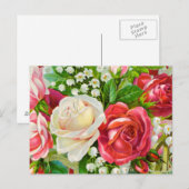 Red Roses Bouquet Waterverf Briefkaart (Voorkant / Achterkant)