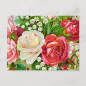 Red Roses Bouquet Waterverf Briefkaart (Voorkant)