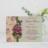 Red Roses  Bruidsdouche Uitnodigingen (Staand voorkant)