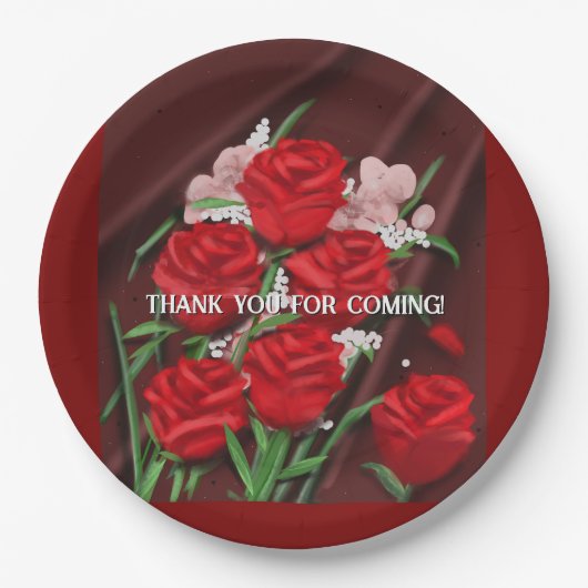 Red Roses bruiloft Borden Papieren Bordje (Voorkant)