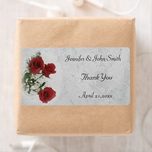 Red Roses bruiloft dank u Etiket (Insitu)