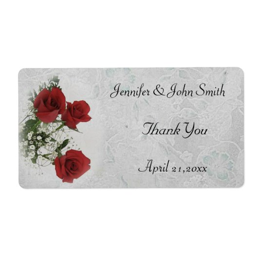 Red Roses bruiloft dank u Etiket (Voorkant)
