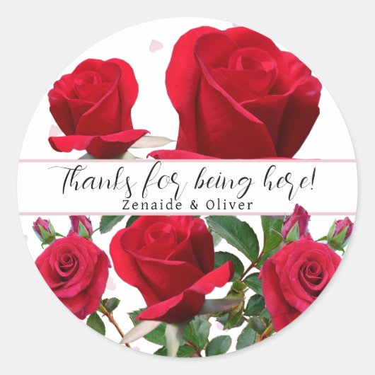 Red Roses bruiloft Dank u gasten voor Stickers (Voorkant)