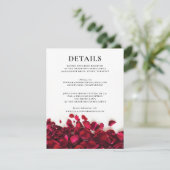 Red Roses bruiloft details Informatiekaartje (Staand voorkant)