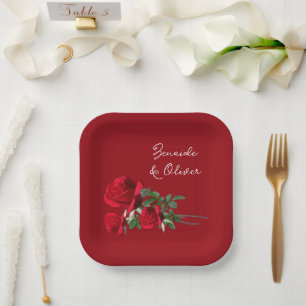 Red Roses bruiloft gepersonaliseerde papieren Bord