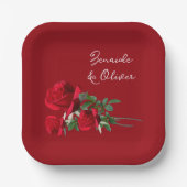Red Roses bruiloft gepersonaliseerde papieren Bord (Voorkant)