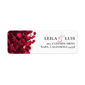 Red Roses Bruiloft retour adres Etiket