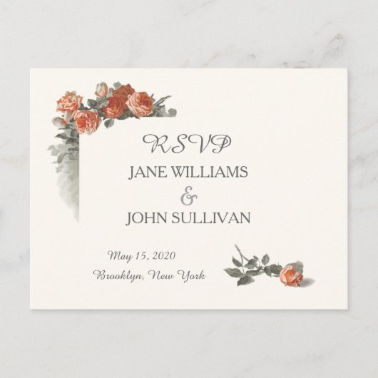 Red Roses bruiloft RSVP Kaarten (Voorkant)