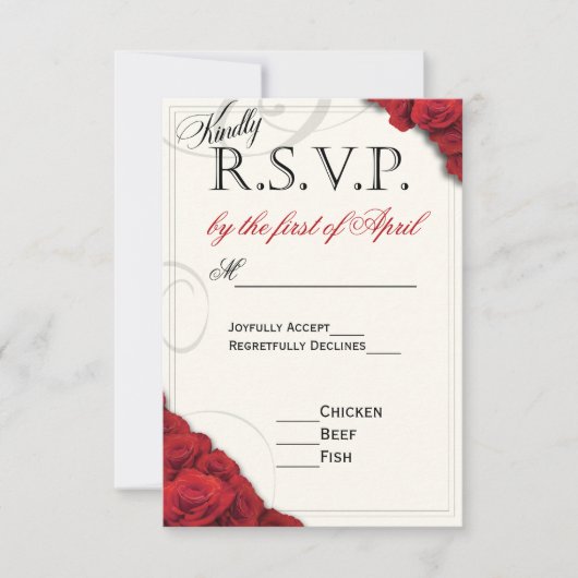 Red Roses bruiloft RSVP Kaartje (Voorkant)