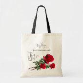 Red Roses Bruiloft Welkom Gasten Hotel Tote Bag (Voorkant)