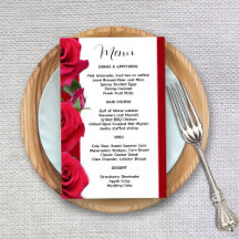 Red Roses Budget Wedding Menu Sjabloon Papier