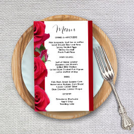Red Roses Budget Wedding Menu Sjabloon Papier