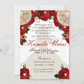Red Roses Charra Quinceañera Kaart (Voorkant)