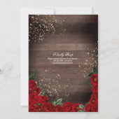 Red Roses Charra Rustic Cowgirl Boots Quinceañera Kaart (Achterkant)