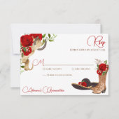 Red Roses  Charro Western Quinceanera RSVP Kaartje (Voorkant)