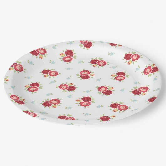 Red Roses Country Schattige en  papier Borden Papieren Bordje (Gekanteld)