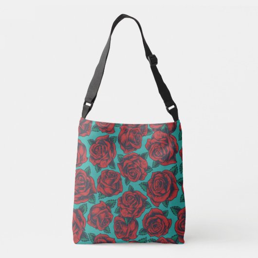 Red Roses Crossbody Bag Crossbody Tas (Achterkant)