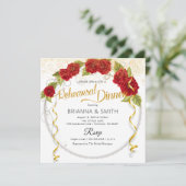 Red Roses Crown repesial Dinner Invitation Kaart (Staand voorkant)