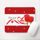 Red Roses Custom Name Gift Muismat voor Verpleegst (Met muis)