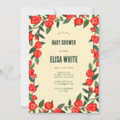 Red Roses CUSTOM QR Code BABY SHOWER Kaart (Voorkant)