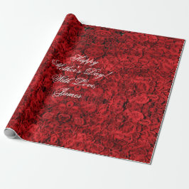 Red Roses Custom Text Happy Moederdag Floral Cadeaupapier