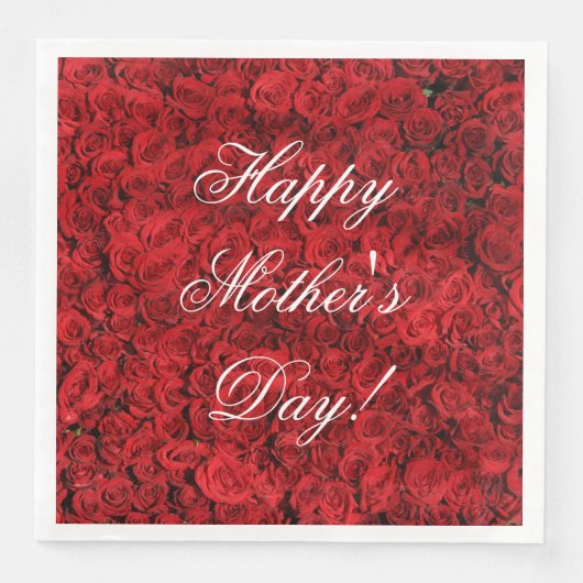 Red Roses Custom Text Happy Moederdag Servet (Voorkant)