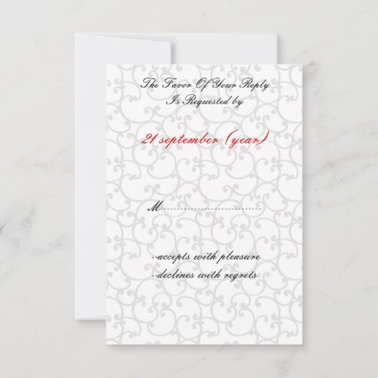 Red Roses Damask RSVP kaarten standaard 3,5 x 5 (Achterkant)