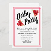 Red Roses Derby Party Invitation Kaart (Voorkant / Achterkant)