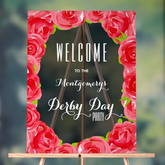 Red Roses Derby Party welkom Acryl Bord (Neutraal)