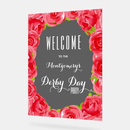 Red Roses Derby Party welkom Acryl Bord (Hoek)