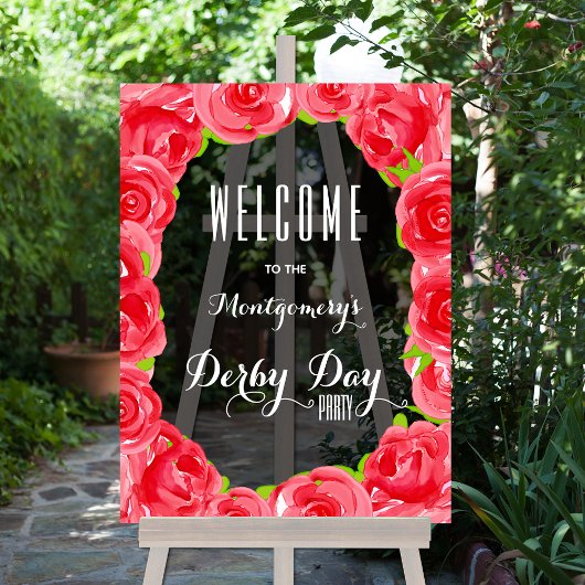 Red Roses Derby Party welkom Acryl Bord