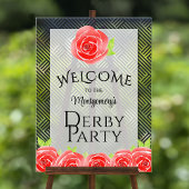 Red Roses Derby Party welkom Acryl Bord