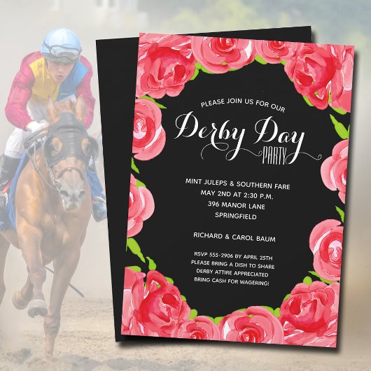 Red Roses Derby Race Party Kaart