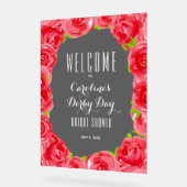 Red Roses Derby Style Vrijgezellenfeest Welkom Acryl Bord (Hoek)