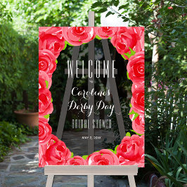 Red Roses Derby Style Vrijgezellenfeest Welkom Acryl Bord