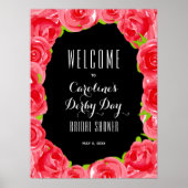 Red Roses Derby Style Vrijgezellenfeest Welkom Poster (Voorkant)
