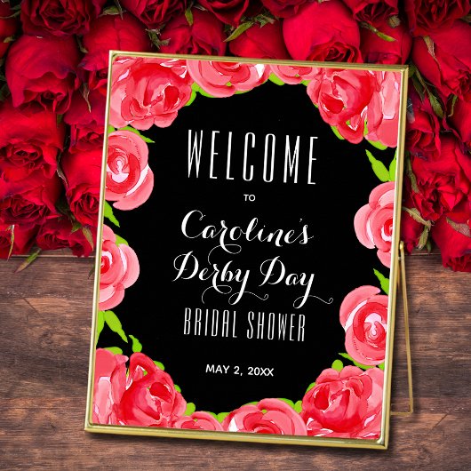 Red Roses Derby Style Vrijgezellenfeest Welkom Poster