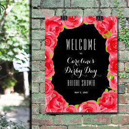 Red Roses Derby Style Vrijgezellenfeest Welkom Poster