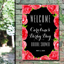 Red Roses Derby Style Vrijgezellenfeest Welkom Poster
