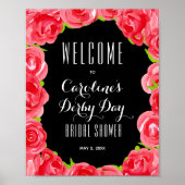 Red Roses Derby Style Vrijgezellenfeest Welkom Poster (Voorkant)