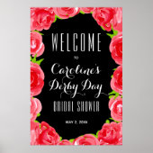 Red Roses Derby Style Vrijgezellenfeest Welkom Poster (Voorkant)