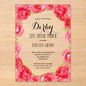 Red Roses Derby Vrijgezellenfeest Acryl Uitnodigingen (Voorkant)