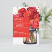 Red Roses Details Behuizing Kaarten RSVP Kaartje (Staand voorkant)
