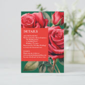 Red Roses Details Behuizing Kaarten RSVP Kaartje (Staand voorkant)