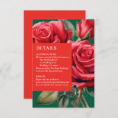 Red Roses Details Behuizing Kaarten RSVP Kaartje (Voorkant / Achterkant)
